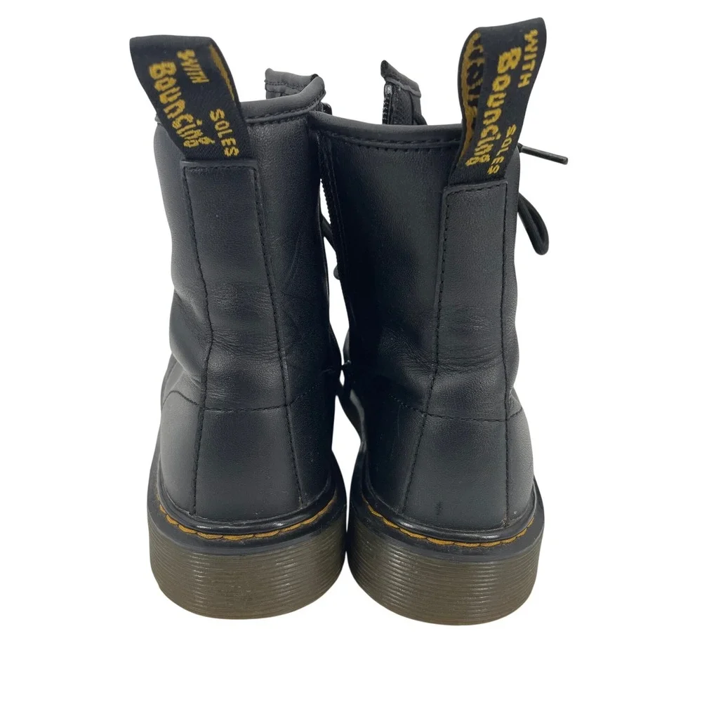 Dr Martens 1460 Y Youth Size 5 Black Leather Boots Womens 6 Side Zip Combat